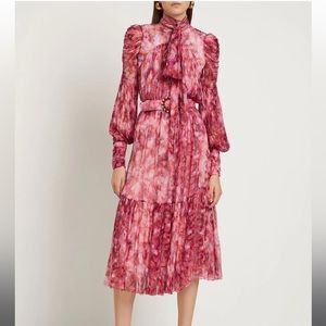 Zimmermann Garnet Kaleidoscope Tie Neck Dress